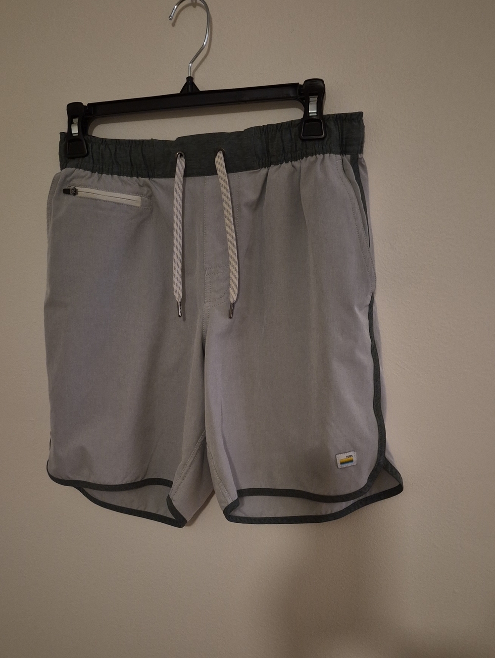 Vuori Light Gray Athletic Shorts with Dark Gray Trim
